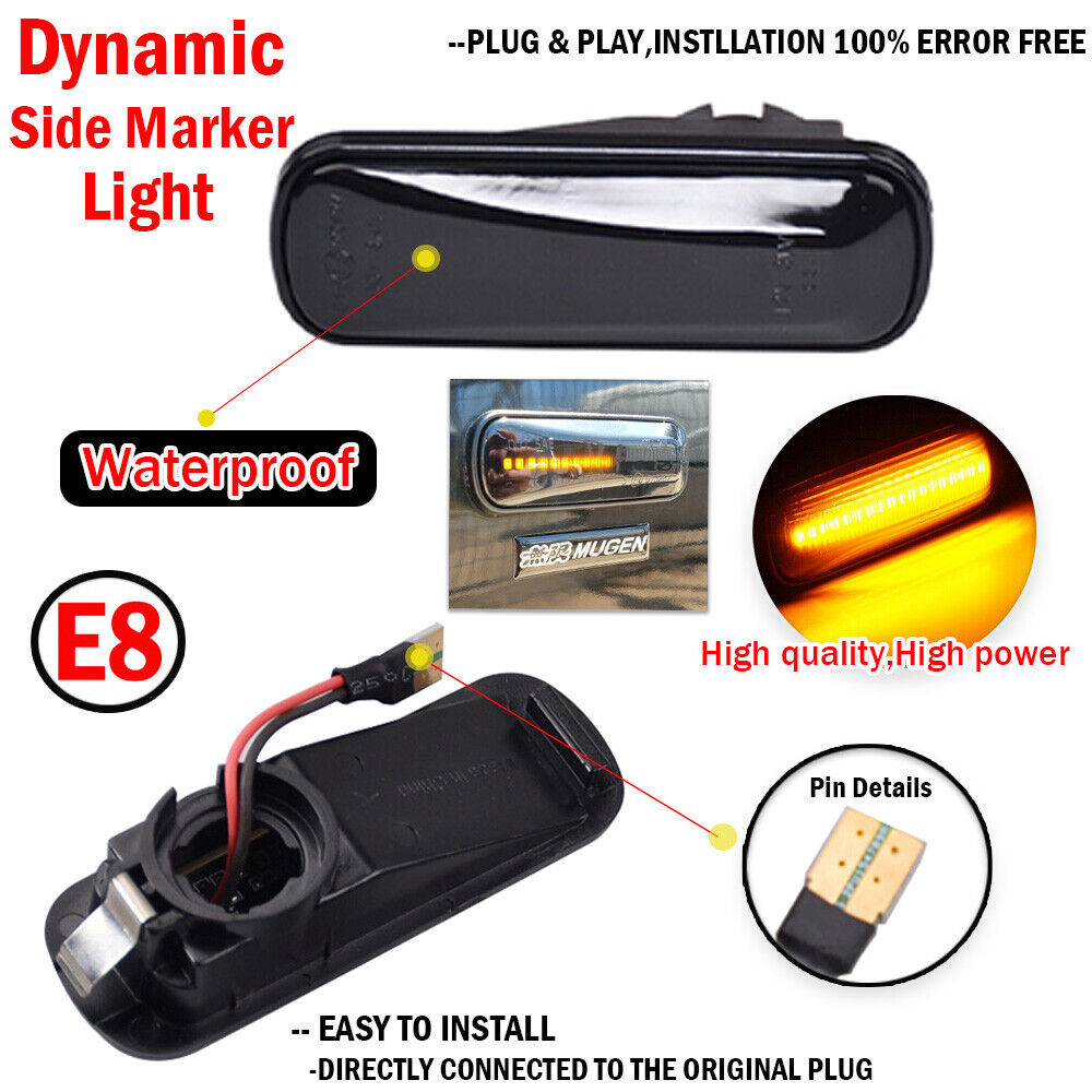 2x Turn Signal For Honda Civic CR-V 1997-2000 LED Dynamic Side Marker Light