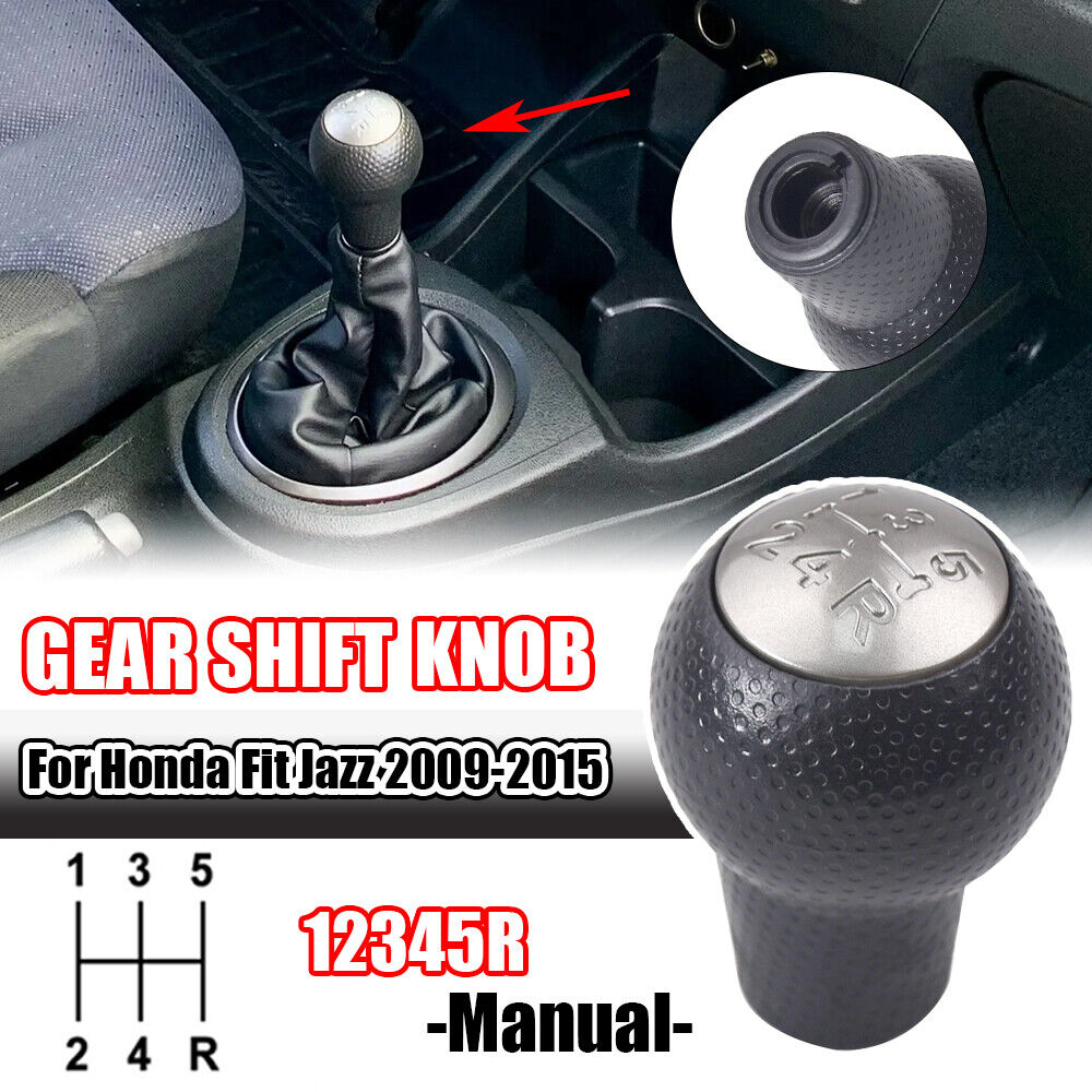 5 Speed Manual Gear Shift Knob Leather Boot Cover For Honda Fit Jazz 2009-2015