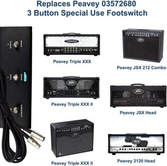 new 3-Button Guitar Amp Footswitch for Peavey 3120 Head, JSX, Triple XXX Series