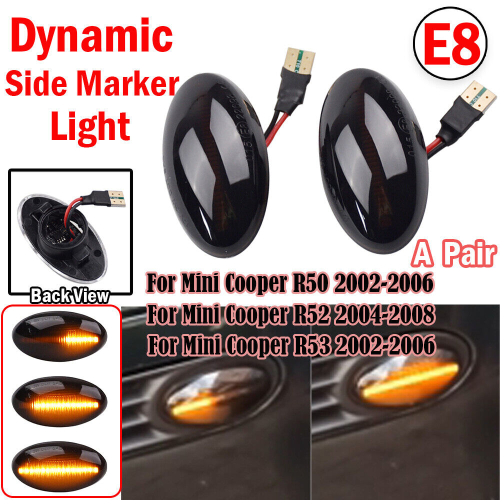 2x Smoked LED Side Marker Lights Turn Signal Lamp for Mini Cooper R50-R53