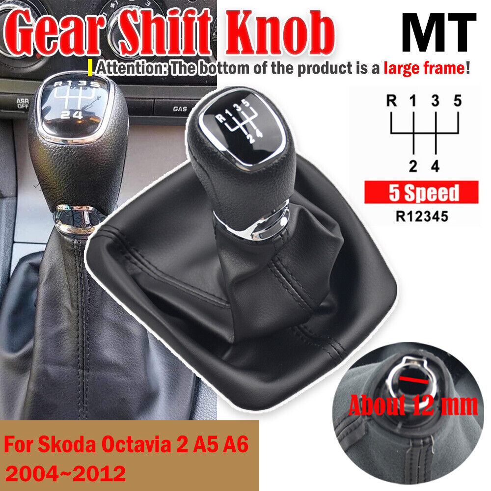 new 5 Speed Gear Shift Knob Stick Boot Gaiter Frame for 2004-2012 Skoda Octa A5