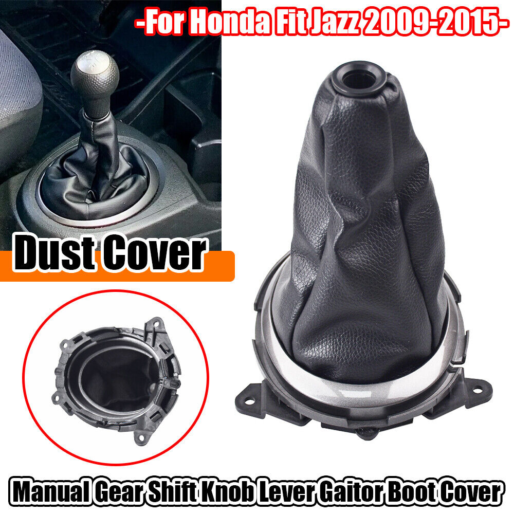 5 Speed Manual Gear Shift Knob Leather Boot Cover For Honda Fit Jazz 2009-2015