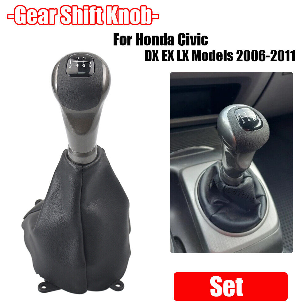 Honda Civic DX EX LX 6-Speed Gear Shift Knob for 2006-2011 with Boot