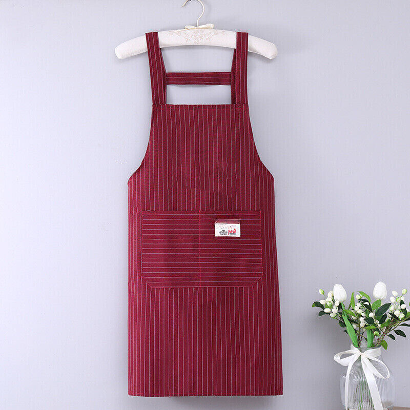 Apron Women Oil-Resistant Striped Apron Cotton Cross Back