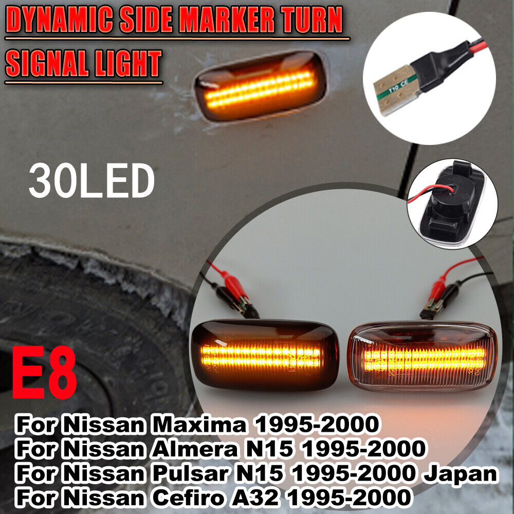 Black Clear LED Dynamic Side Marker Light - Nissan Maxima Almera 1995-2000