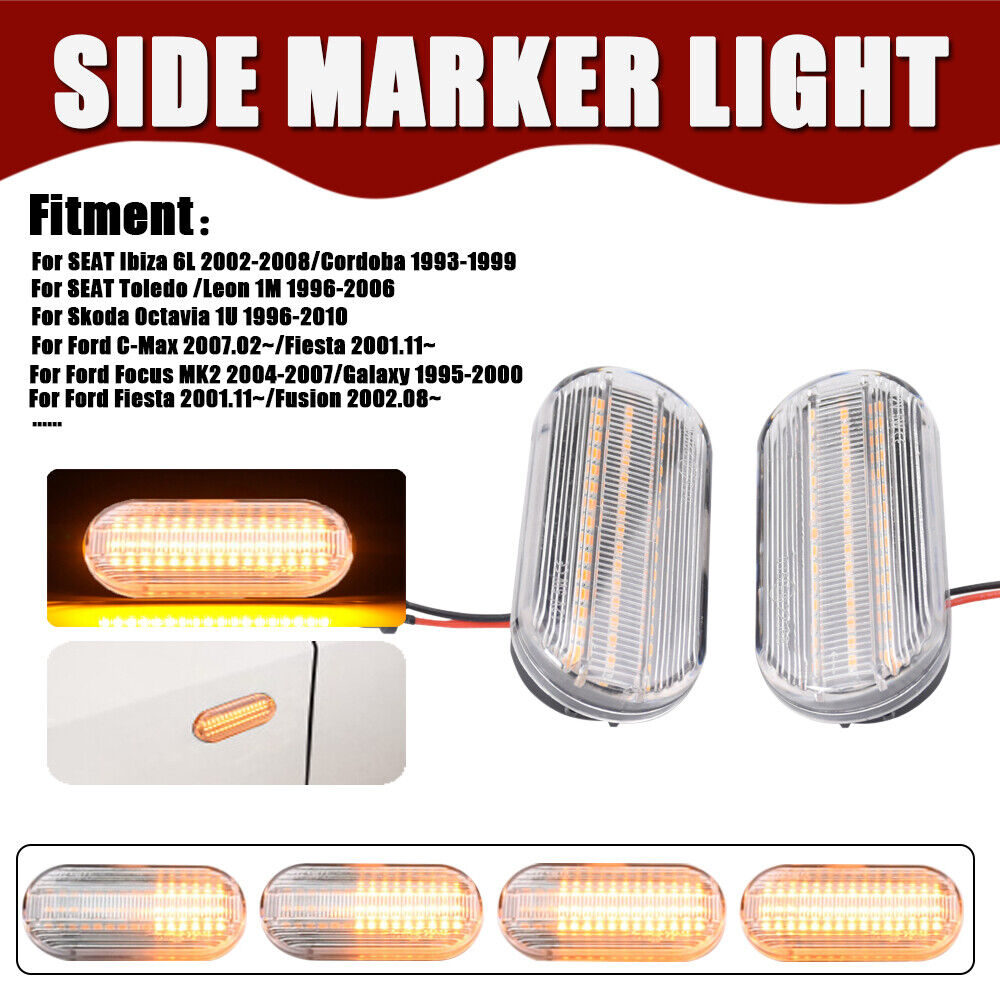 2x LED Side Marker Light Turn Signal Lamp For SEAT Leon Toledo 1M (1996-2006)