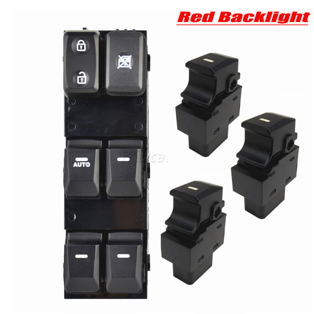 Left For 11-15 Kia Sportage 4pcs Power Window Control Switch With Red Backlight