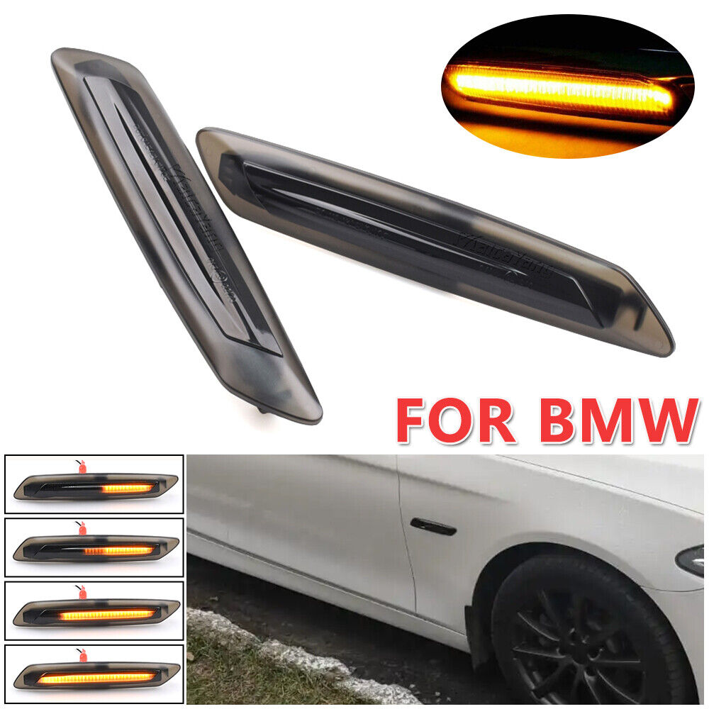 new Smoked For BMW 5-Series 528i Sedan 2011-2013  LED Side Marker Light Turn Signal