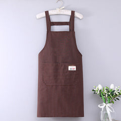 Apron Women Oil-Resistant Striped Apron Cotton Cross Back