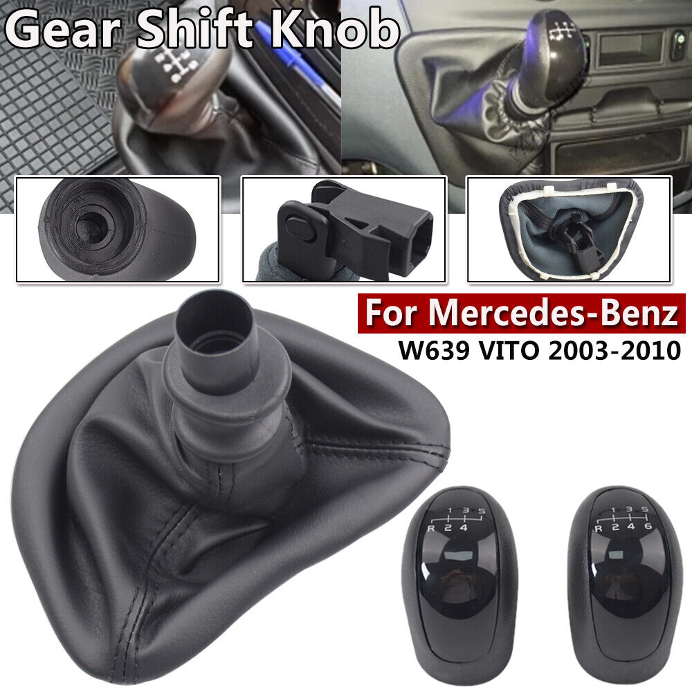 Black Gear Shift Knob Gaitor Boot for Mercedes-Benz W639 VITO Speed