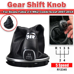 5-Speed MT Gear Shift Knob Stick Gaiter Boot Cap Fit For Skoda Fabia