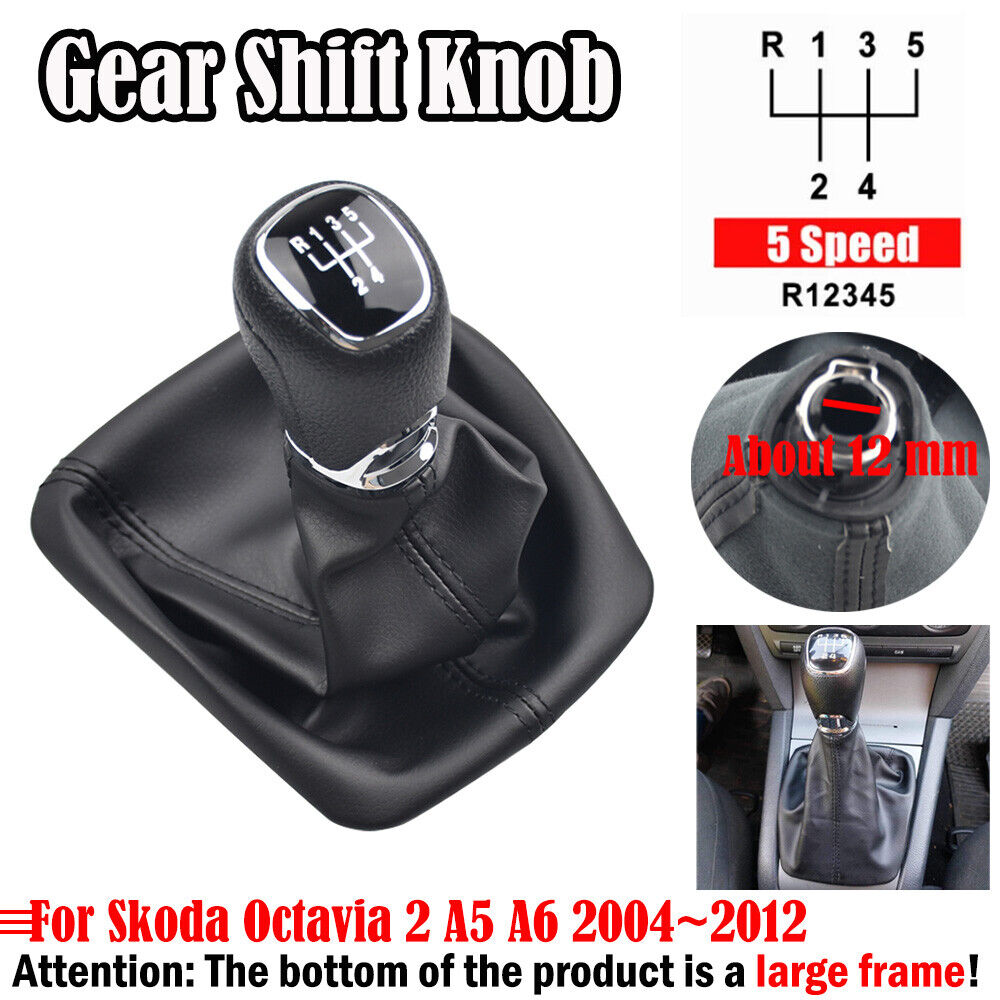 new 5 Speed Gear Shift Knob Stick Boot Gaiter Frame for 2004-2012 Skoda Octa A5