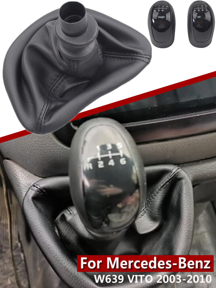 Black Gear Shift Knob Gaitor Boot for Mercedes-Benz W639 VITO Speed