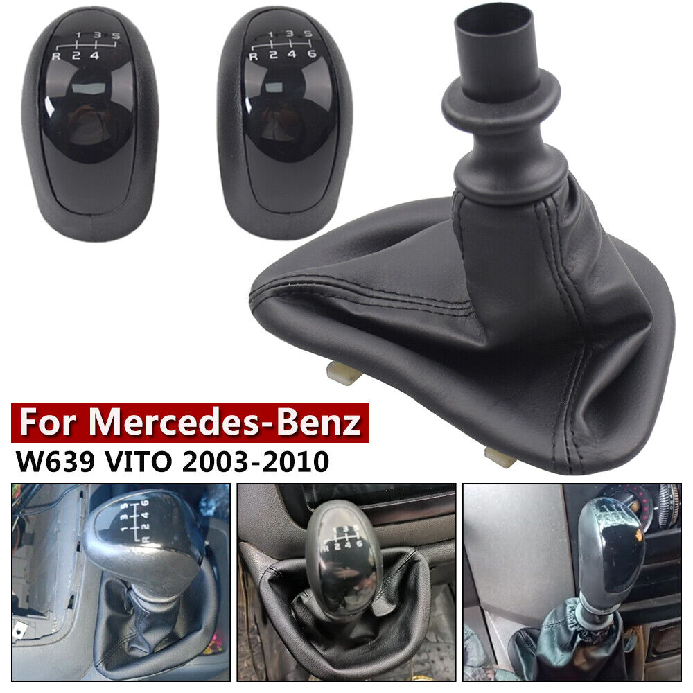 Black Gear Shift Knob Gaitor Boot for Mercedes-Benz W639 VITO Speed