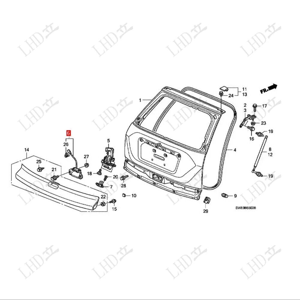 Honda CR-V Rear Luggage Switch 1 Pc 2007-2011