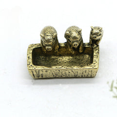 new Brass Pig Statue Ornament House Office Table Decoration Ashtray Statue Toy ，