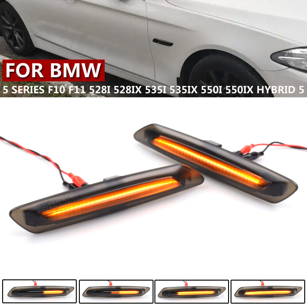 new Smoked For BMW 5-Series 528i Sedan 2011-2013  LED Side Marker Light Turn Signal