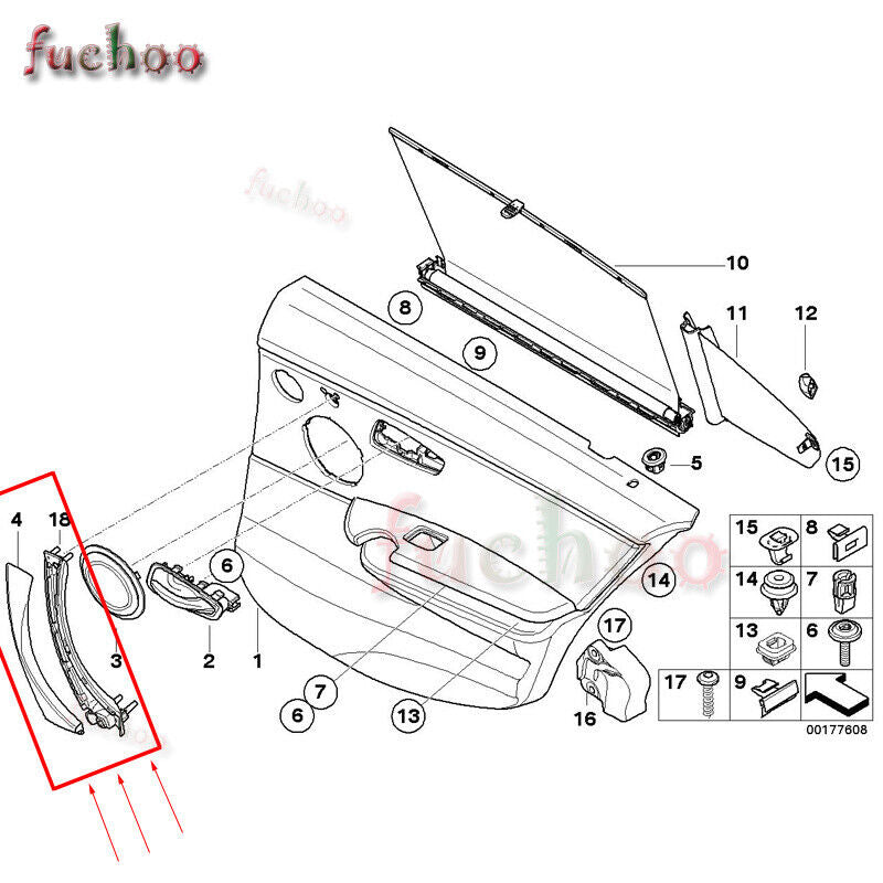 BMW 3' E90 E91 318 320 325 330 335 Door Handle Panel Trim Set