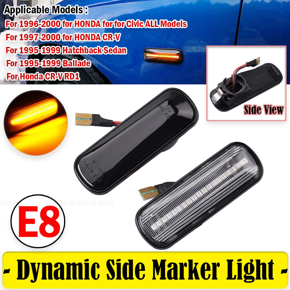 2x Turn Signal For Honda Civic CR-V 1997-2000 LED Dynamic Side Marker Light