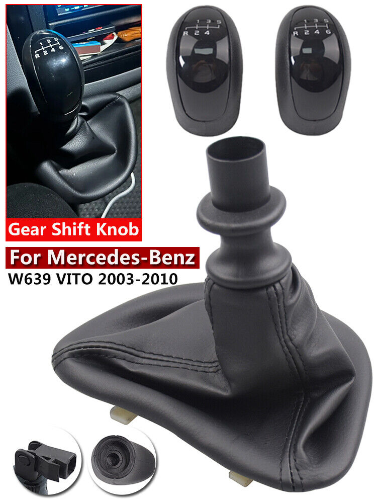 Black Gear Shift Knob Gaitor Boot for Mercedes-Benz W639 VITO Speed