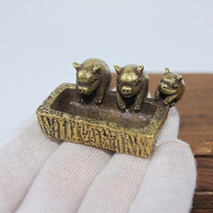 new Brass Pig Statue Ornament House Office Table Decoration Ashtray Statue Toy ，