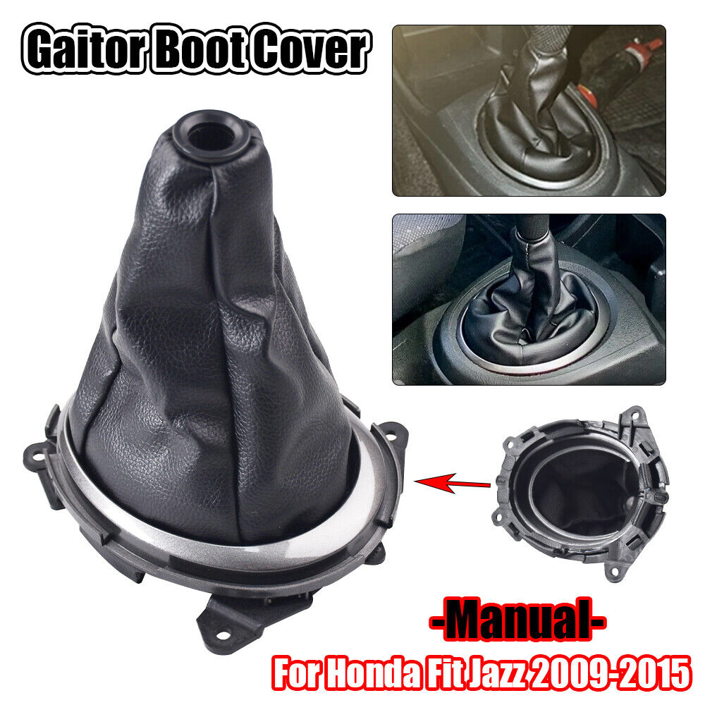 5 Speed Manual Gear Shift Knob Leather Boot Cover For Honda Fit Jazz 2009-2015