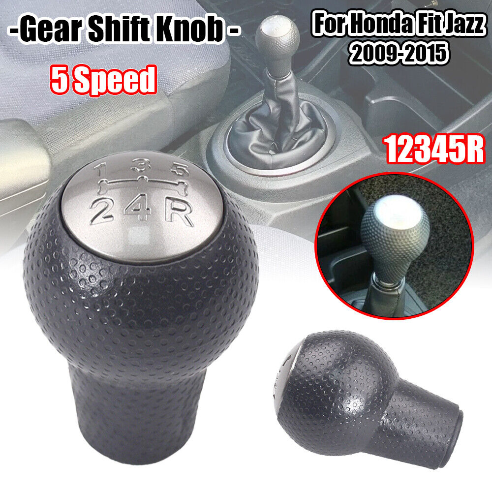 5 Speed Manual Gear Shift Knob Leather Boot Cover For Honda Fit Jazz 2009-2015