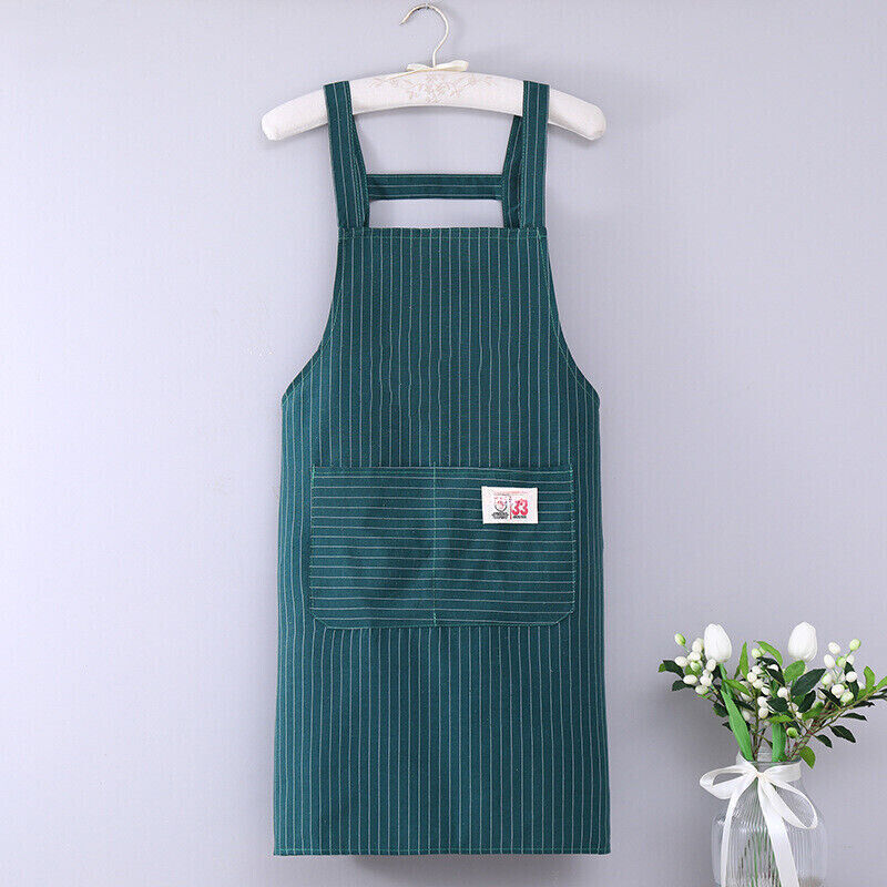 Apron Women Oil-Resistant Striped Apron Cotton Cross Back