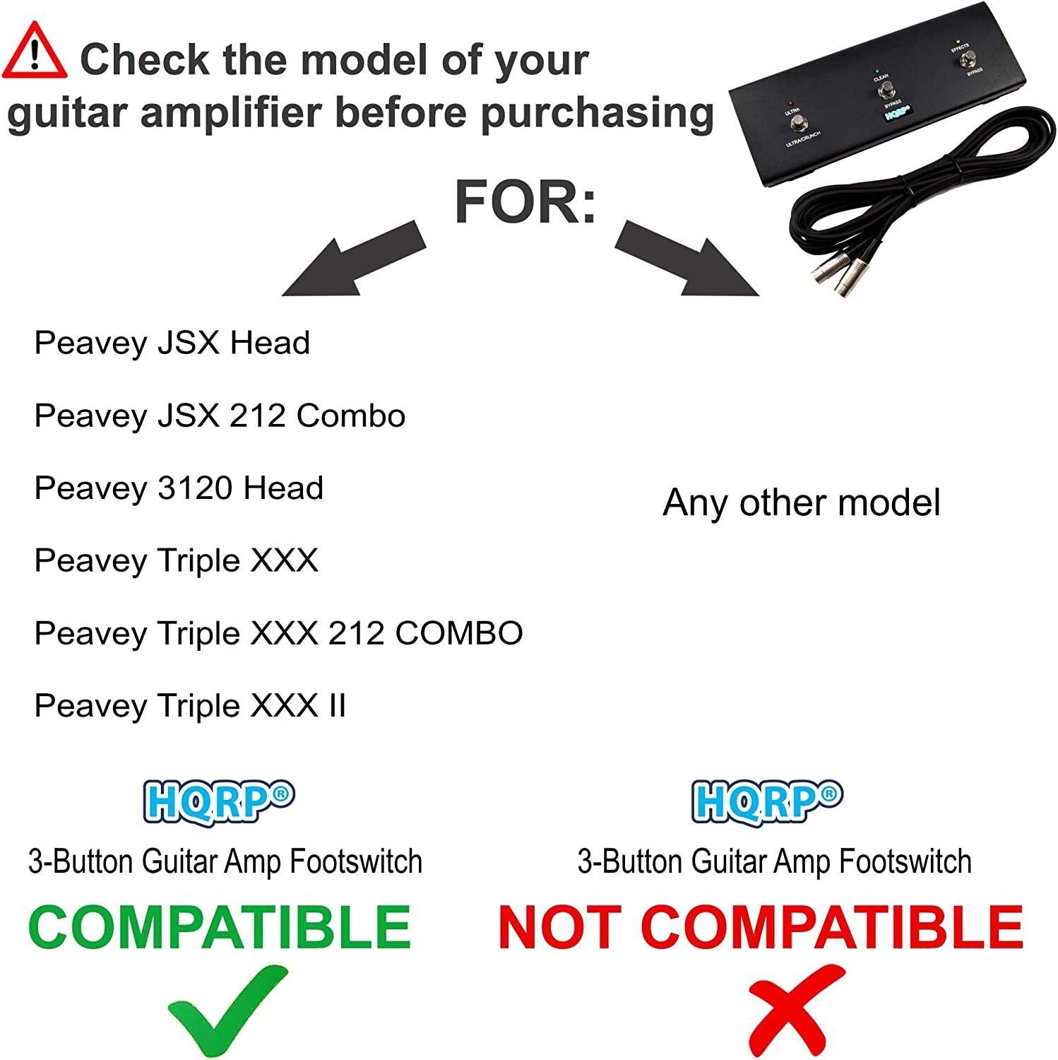 new 3-Button Guitar Amp Footswitch for Peavey 3120 Head, JSX, Triple XXX Series