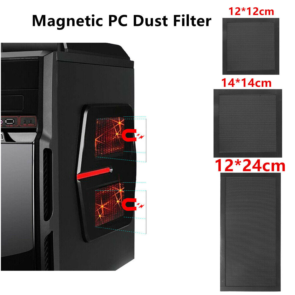 new 1.8mm Thick Magnetic PC Dust Filter Cooling Fan Mesh Cover 12*12/14*14/12*24cm a