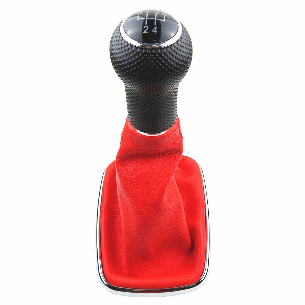 new Black Gear Shift Knob Red Gaiter Boot Cover For 1999-2004 Volkswagen Mk4  Bora