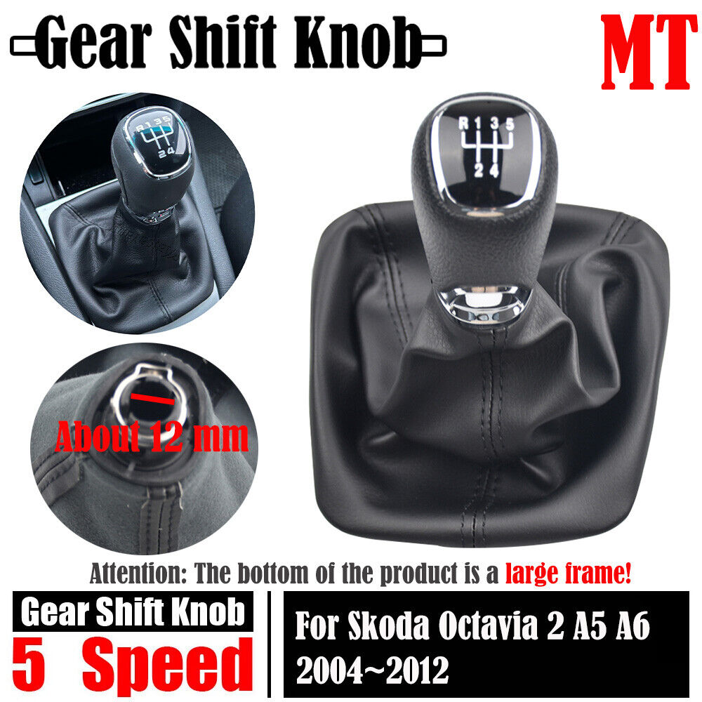 new 5 Speed Gear Shift Knob Stick Boot Gaiter Frame for 2004-2012 Skoda Octa A5