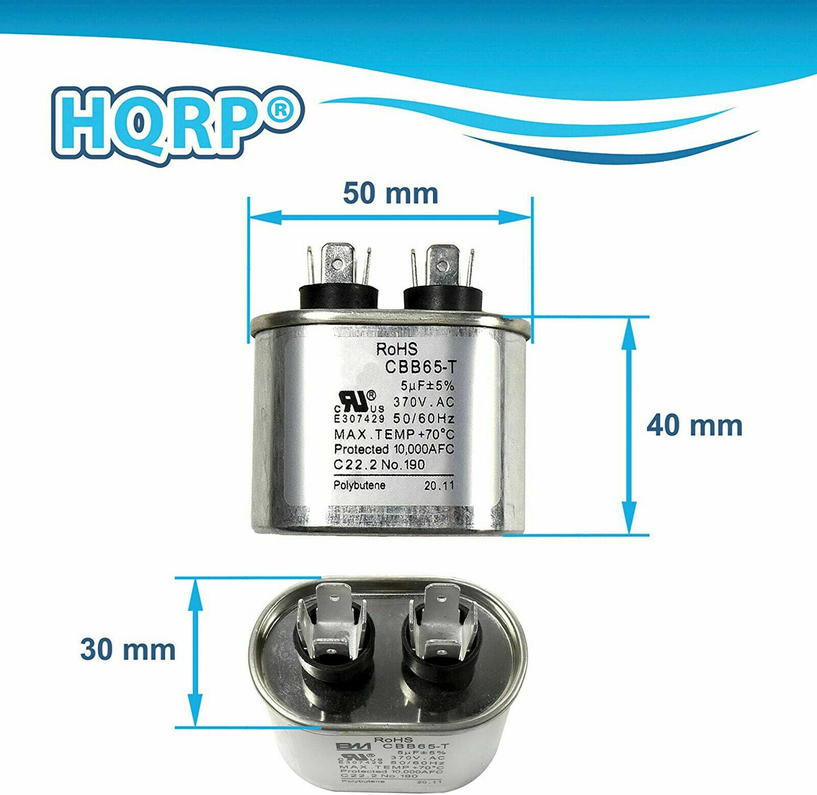 new 5uF 370V Run Capacitor for GE Oval 5 uf MFD 370 Volt 97F5705 Z97F5705 97F95702