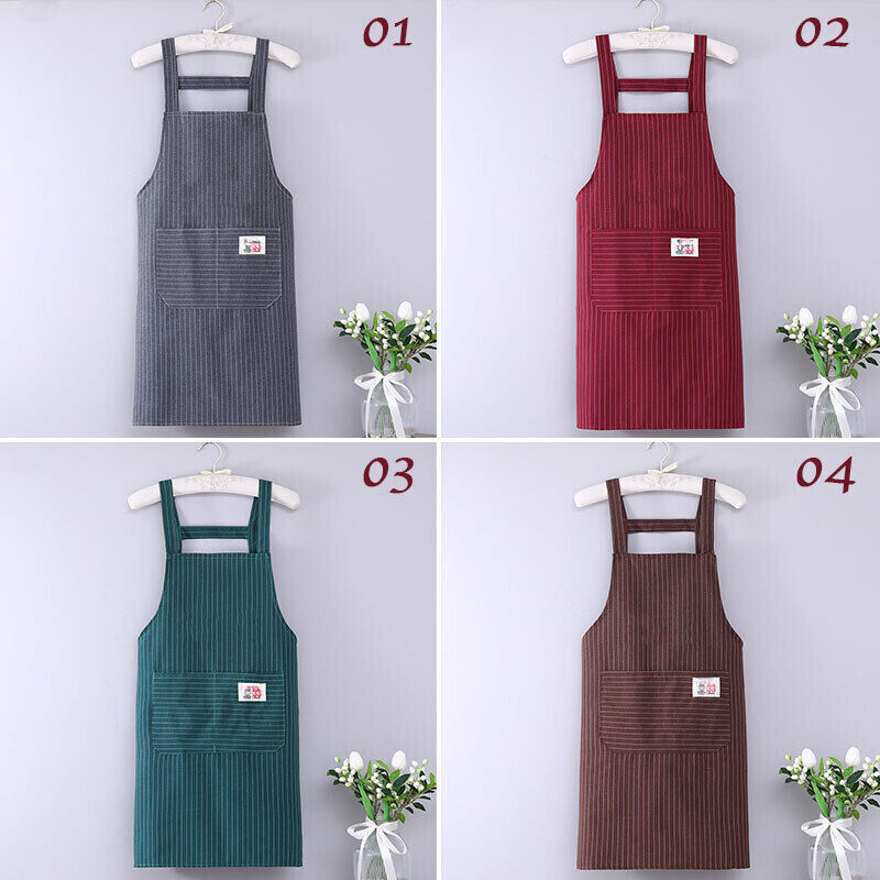 Apron Women Oil-Resistant Striped Apron Cotton Cross Back