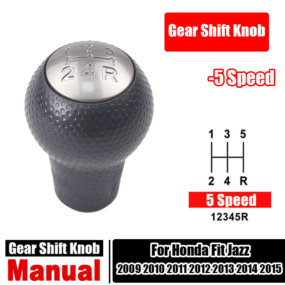 5 Speed Manual Gear Shift Knob Leather Boot Cover For Honda Fit Jazz 2009-2015