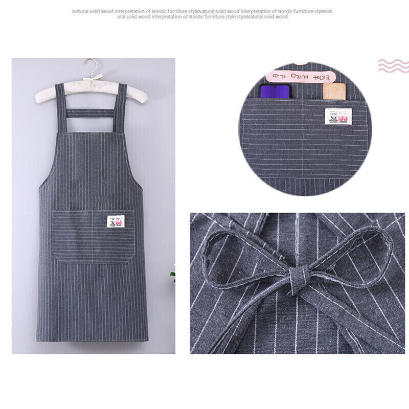 Apron Women Oil-Resistant Striped Apron Cotton Cross Back