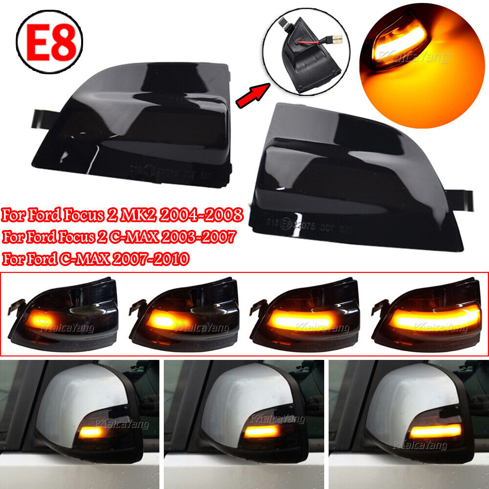 LED Dynamic Wing Mirror Turn Signal Light For Ford Focus 2 C-MAX 2003-2007