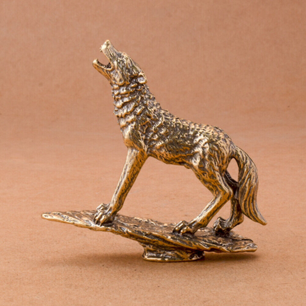 new  Brass Wolf Statue Ornament House Office Table Decoration Animal Statue Toy，