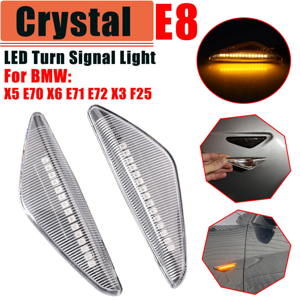 BMW X5 X6 E71 Crystal LED Left&Right Lamp Side Marker Light For 2008-2013