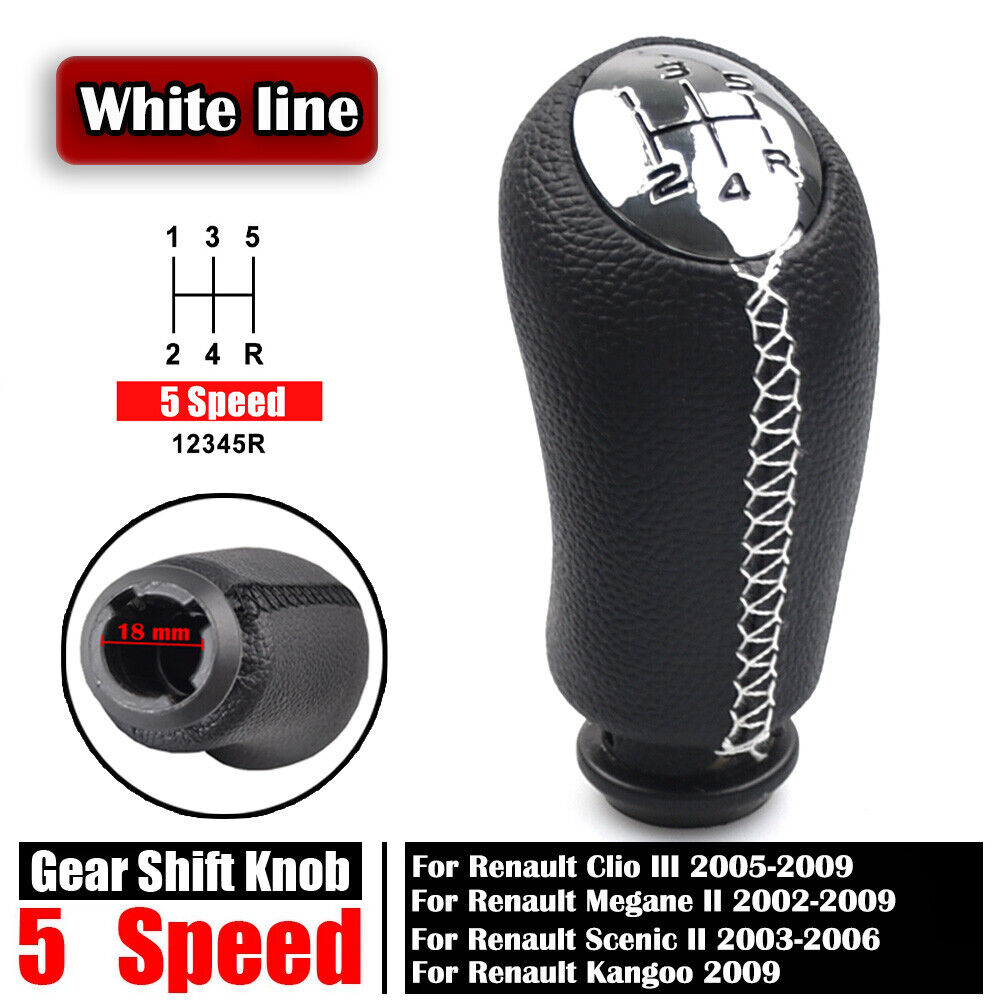 new 5 Speed For Renault Clio III 2005-2009 Gear Shifter Knob Sitck Head White LIne