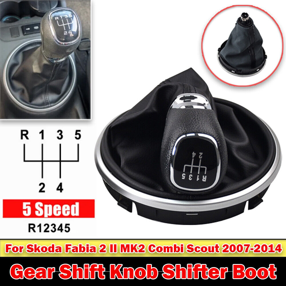 5-Speed MT Gear Shift Knob Stick Gaiter Boot Cap Fit For Skoda Fabia