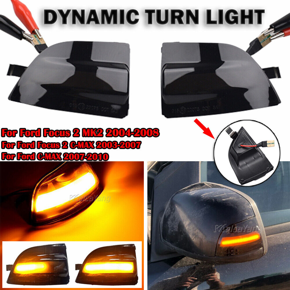 LED Dynamic Wing Mirror Turn Signal Light For Ford Focus 2 C-MAX 2003-2007