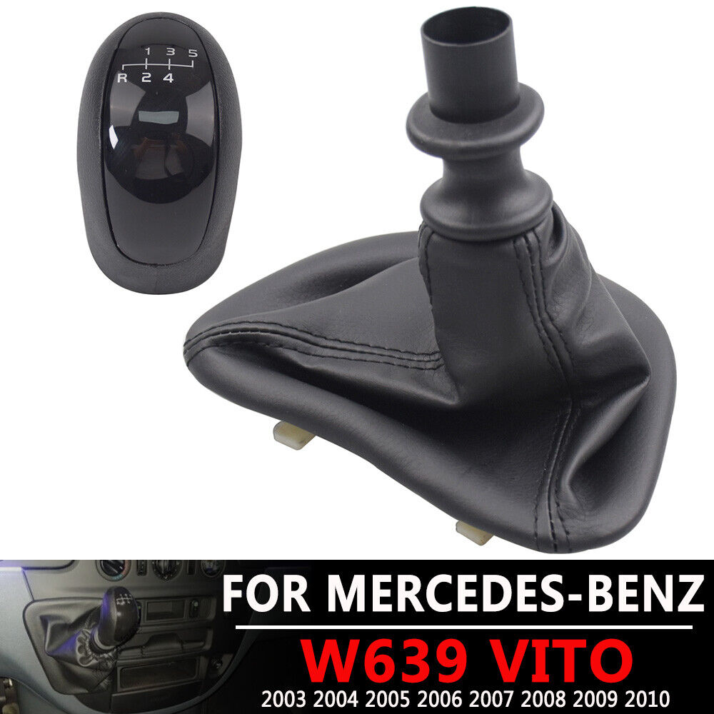 Black Gear Shift Knob Gaitor Boot for Mercedes-Benz W639 VITO Speed