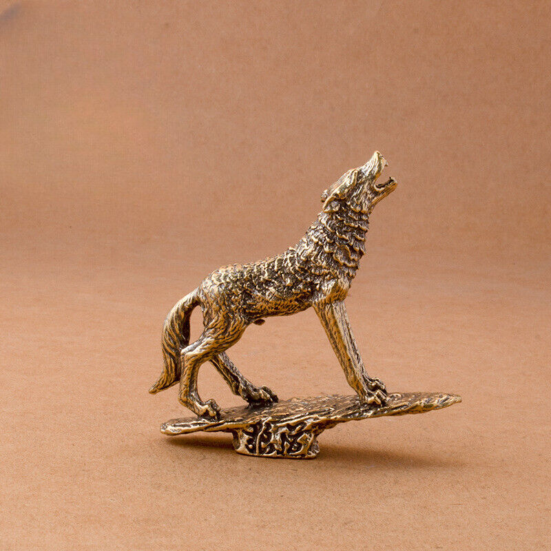 new  Brass Wolf Statue Ornament House Office Table Decoration Animal Statue Toy，