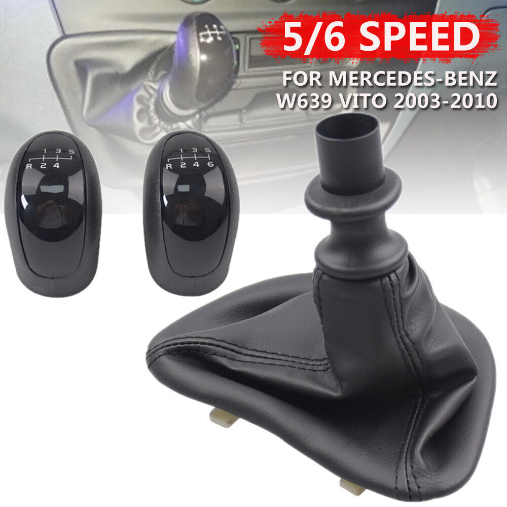 Black Gear Shift Knob Gaitor Boot for Mercedes-Benz W639 VITO Speed