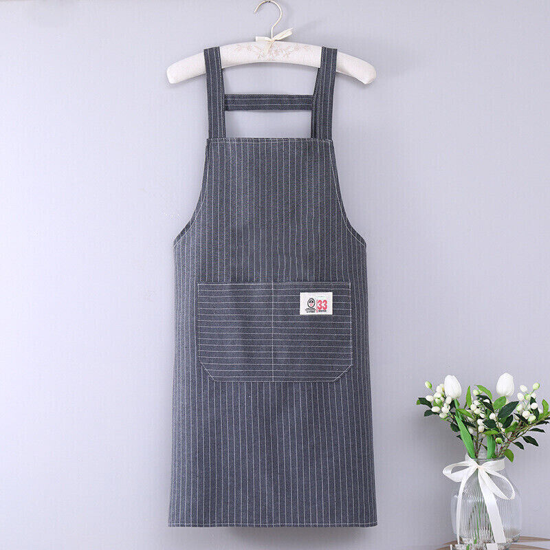 Apron Women Oil-Resistant Striped Apron Cotton Cross Back