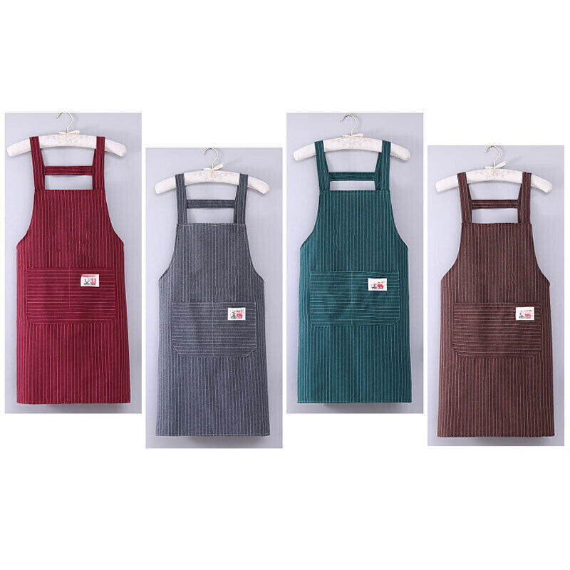 Apron Women Oil-Resistant Striped Apron Cotton Cross Back