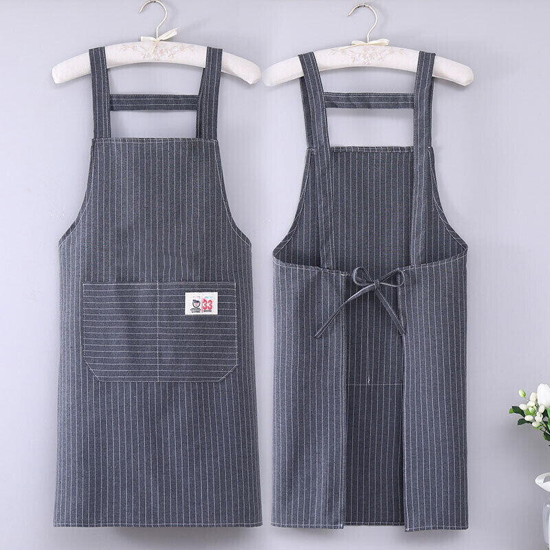 Apron Women Oil-Resistant Striped Apron Cotton Cross Back