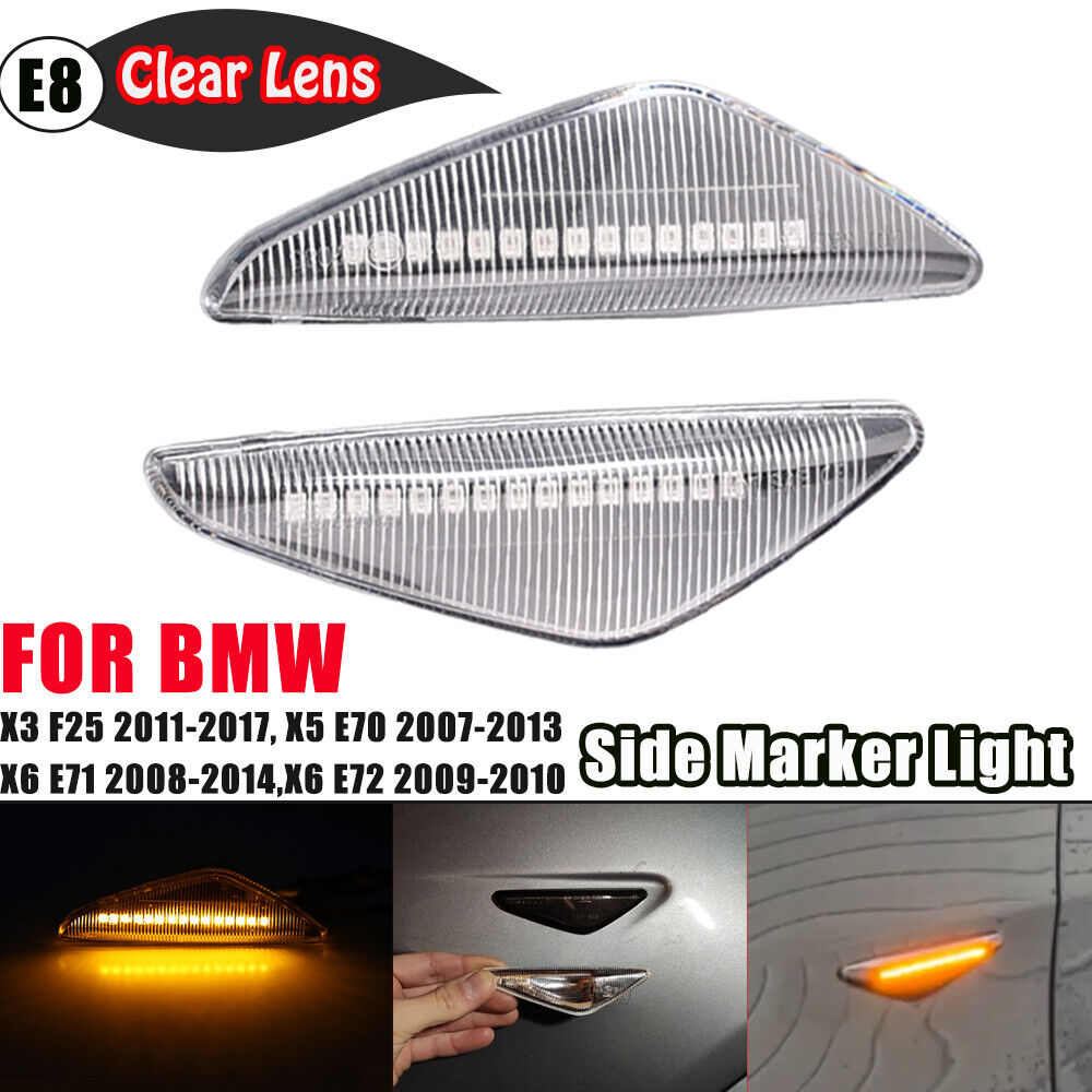 BMW X5 X6 E71 Crystal LED Left&Right Lamp Side Marker Light For 2008-2013