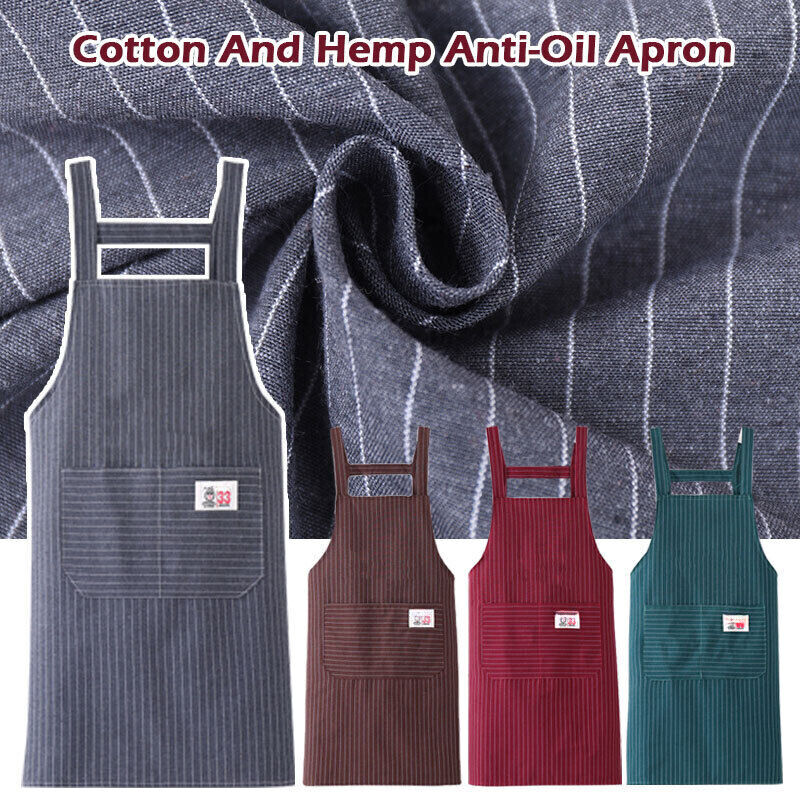 Apron Women Oil-Resistant Striped Apron Cotton Cross Back